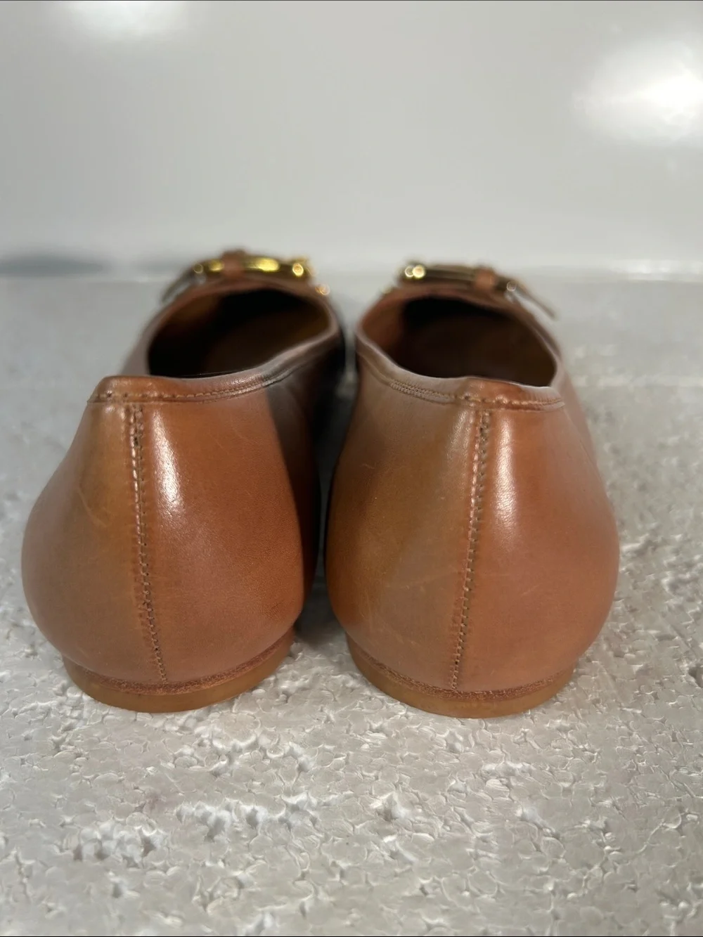 Antonio Melani SZ 8 Brown Leather Ballet Flats Buckle Old Money Staple Academia
